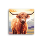 An image of a Nicheink Highland Cow Canvas Wall Art | Rustic Farmhouse Decor | Home Accent.