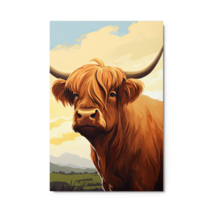 highland cow glossy metal print