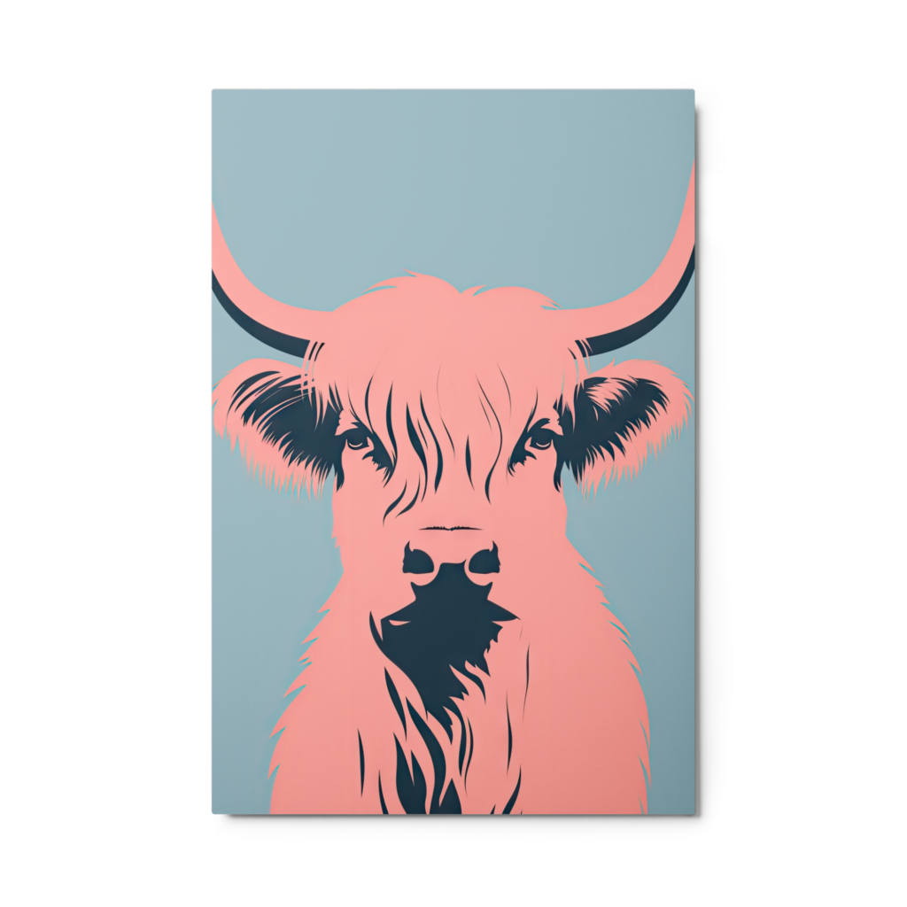 Highland cow glossy-metal-print-