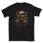 A Nicheink Highland Cow Graphic Tee - Rustic Highland Cow Short-Sleeve Unisex T-Shirt.
