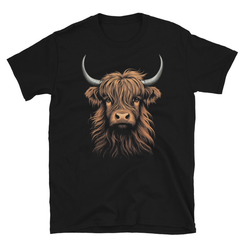 A Nicheink Highland Cow Floral T-Shirt - Rustic Animal Graphic Tee with an image of a highland cow.