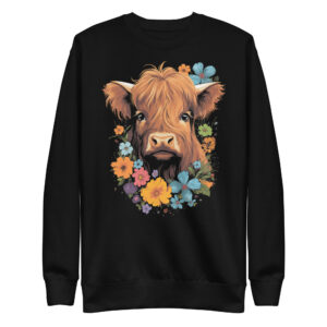 cute floral baby highland cow
